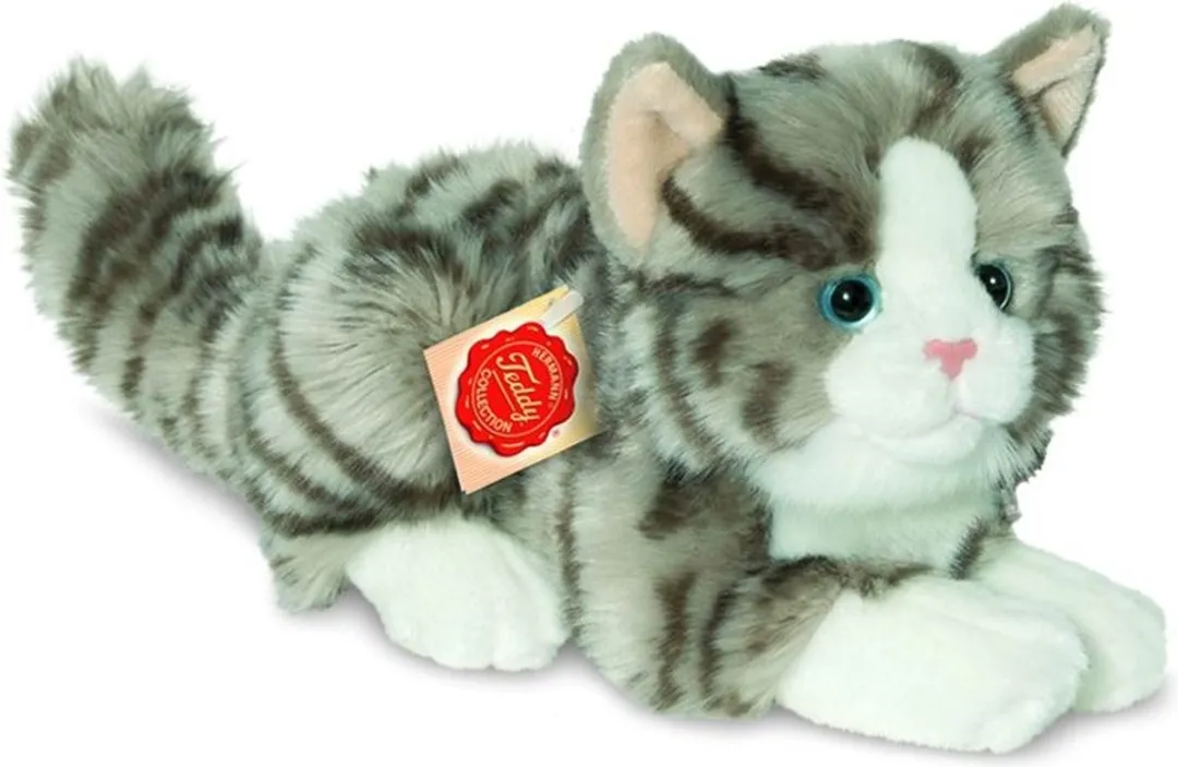 Hermann Teddy Knuffel Kat Grijs Getijgerd