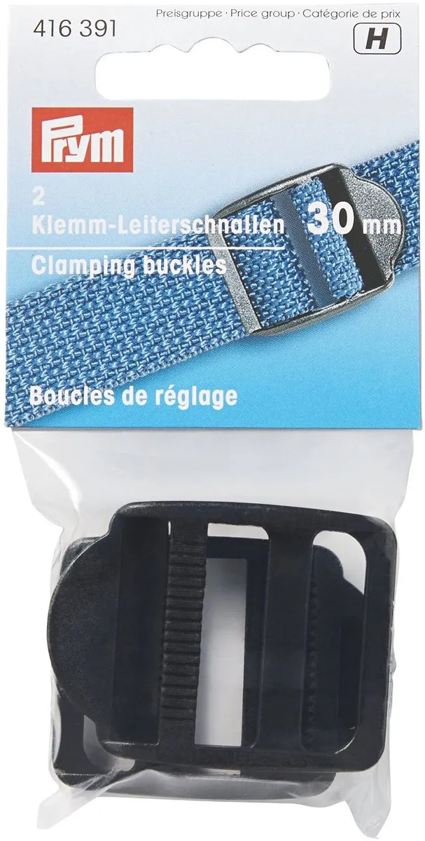 Prym Regelbare Klemgespen 30mm - 2 Stuks Zwart - afbeelding 2 van 3