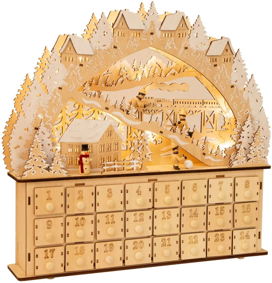 Small Foot Houten Adventskalender Ski - Beige/Wit