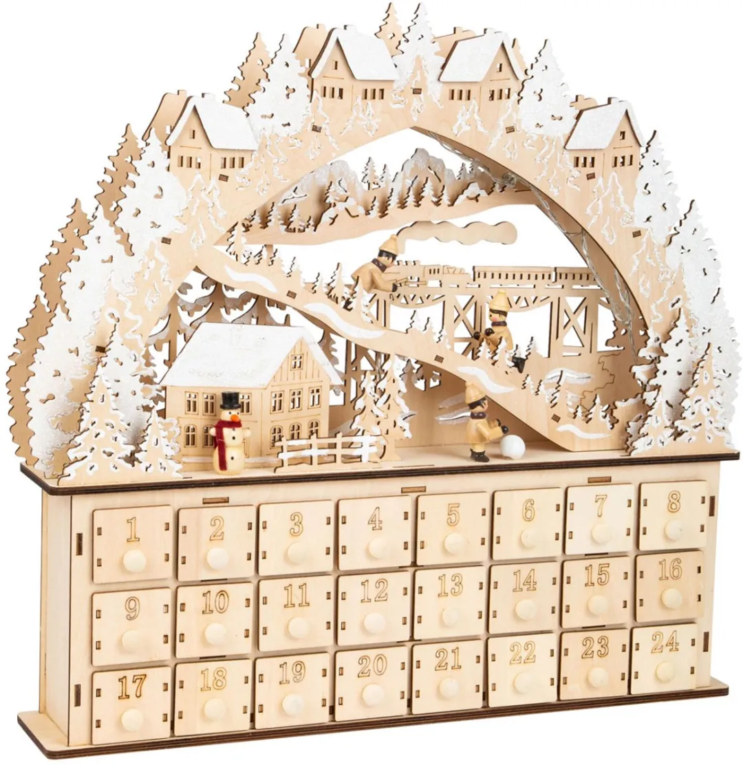 Small Foot Houten Adventskalender Ski - Beige/Wit - afbeelding 6 van 6
