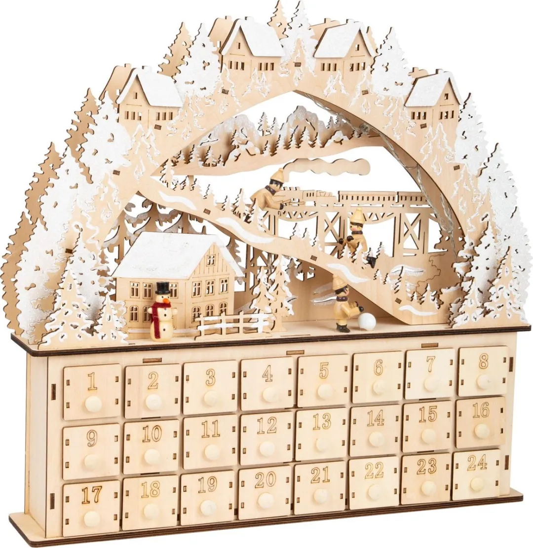 Small Foot Houten Adventskalender Ski - Beige/Wit