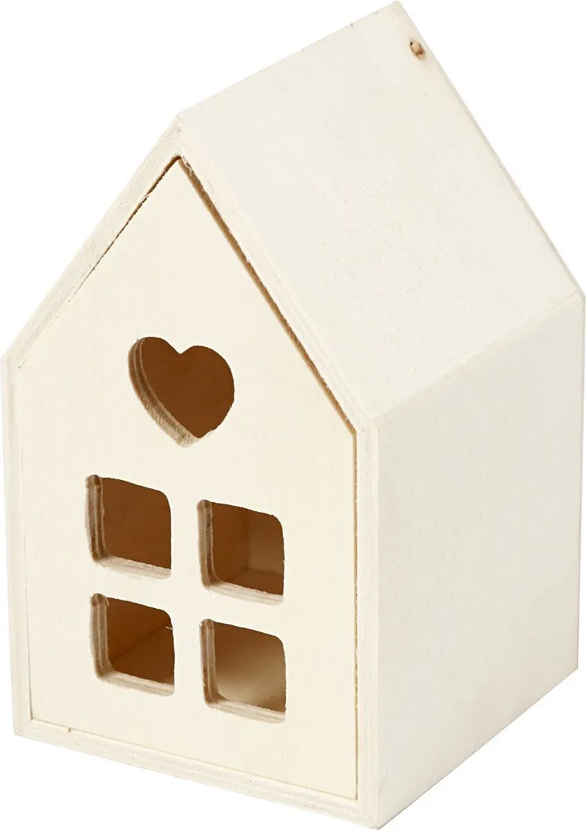 Creativ Company Houten Huis met Lade 6,8x6,8x10,8cm