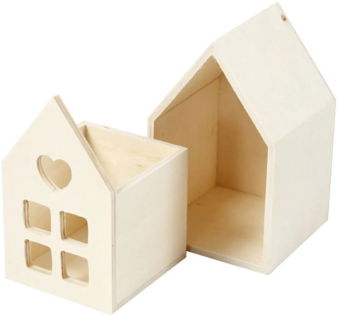 Creativ Company Houten Huis met Lade 6,8x6,8x10,8cm