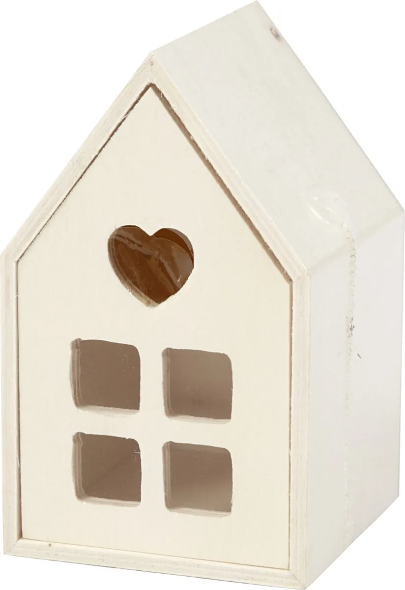 Creativ Company Houten Huis met Lade 6,8x6,8x10,8cm