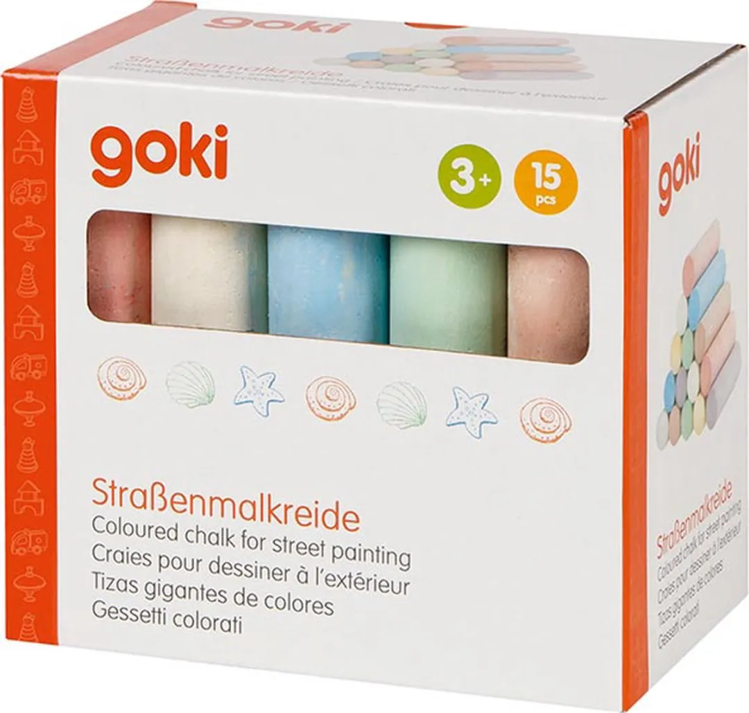 Goki Stoepkrijt 15-delig Ø2,5cm - Gemengde kleuren