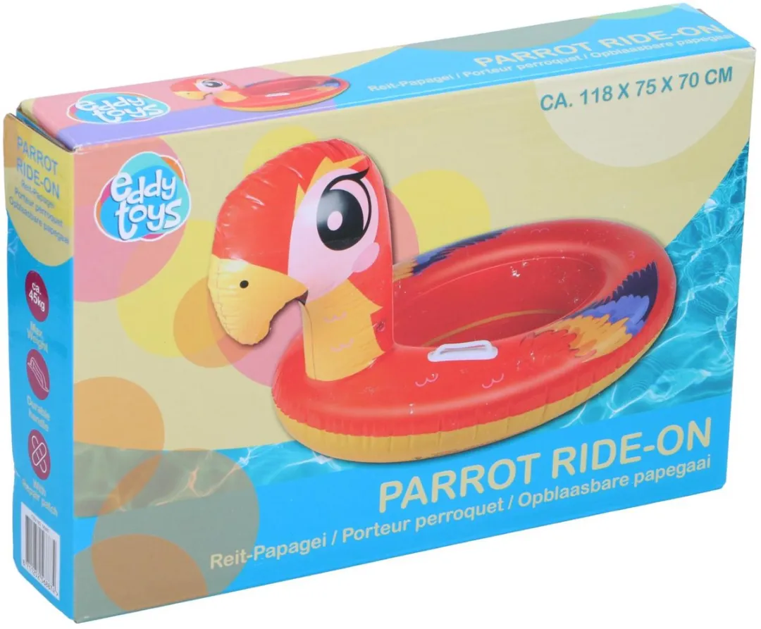 Eddy Toys Opblaasbare Papegaai Ride-On - 118x75x70cm - Rood