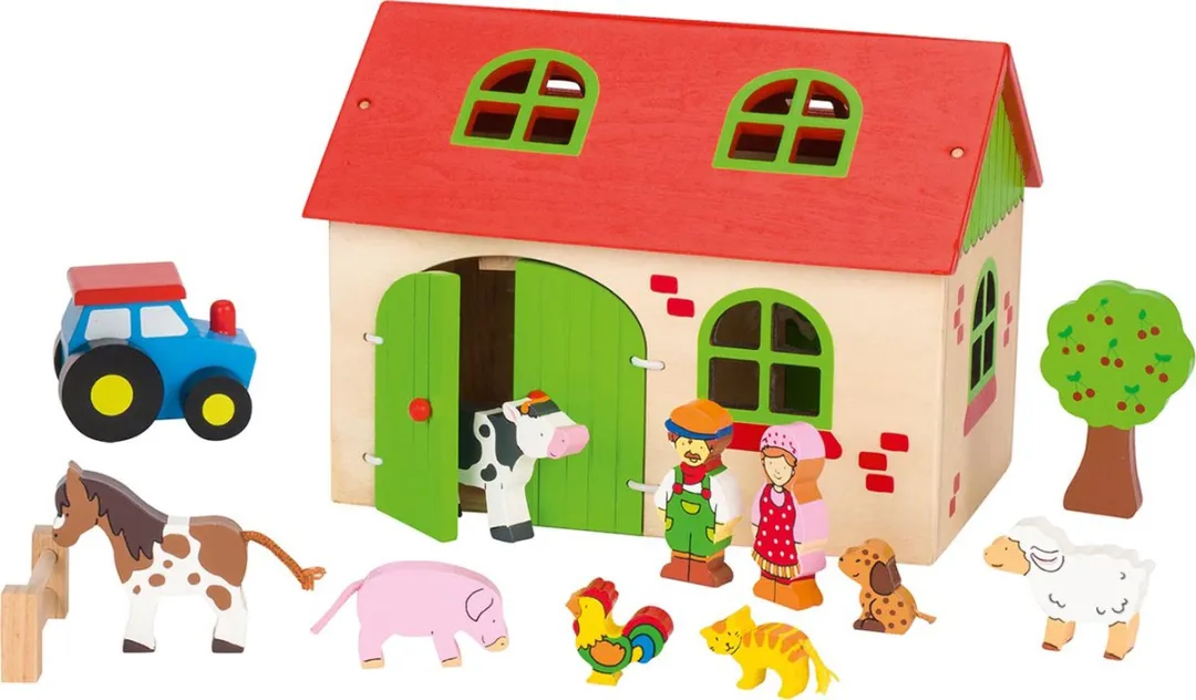 Goki Poppenhuis Boerderij - 9 Poppen 3 Meubels Multicolor
