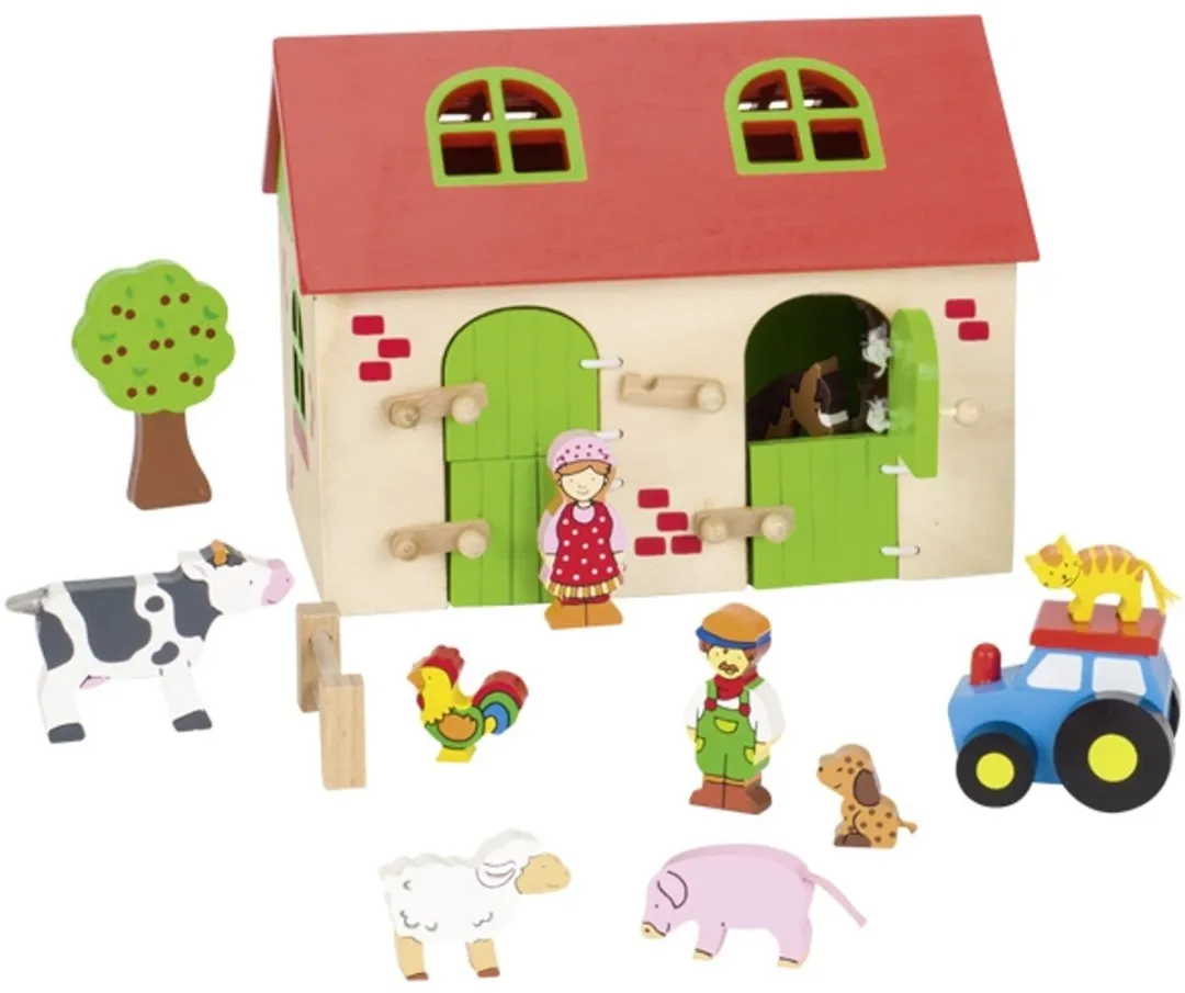 Goki Poppenhuis Boerderij - 9 Poppen 3 Meubels Multicolor