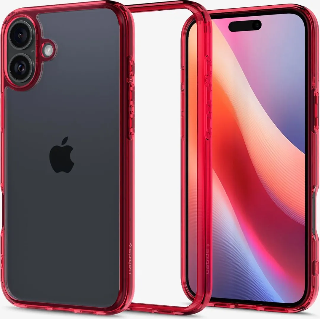 Spigen Ultra Hybrid Hoesje iPhone 16 - Transparant Rood