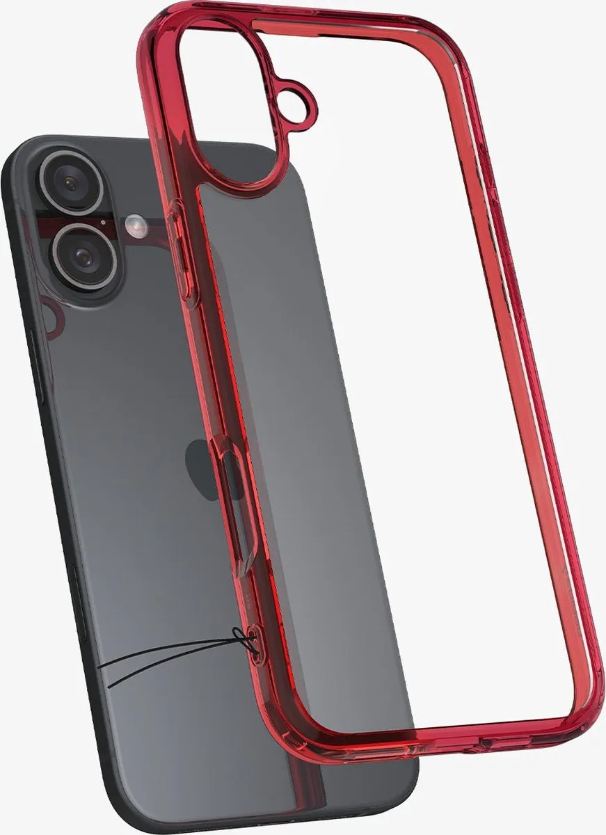 Spigen Ultra Hybrid Hoesje iPhone 16 - Transparant Rood