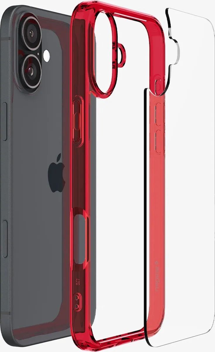 Spigen Ultra Hybrid Hoesje iPhone 16 - Transparant Rood