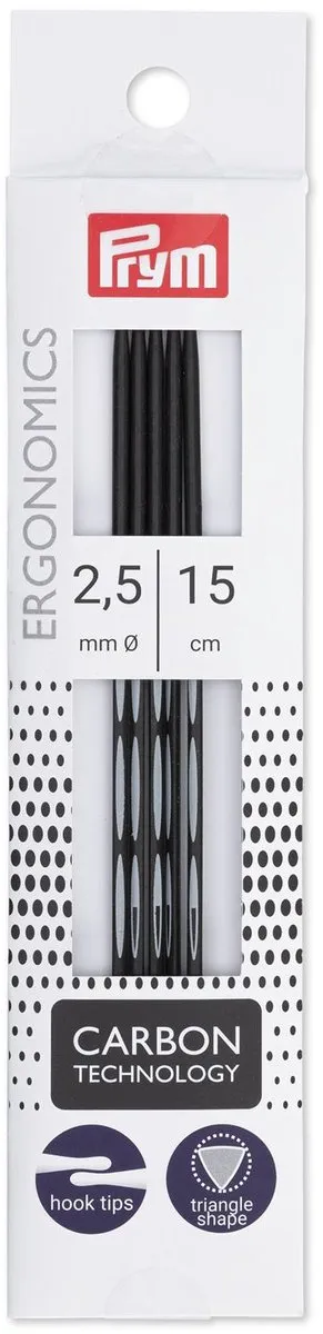 Prym Ergo Carbon Kousenbreinaalden 2,5mm - 5 Stuks
