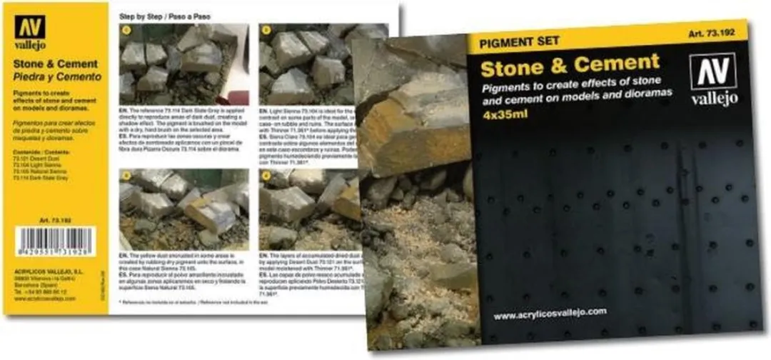 Vallejo 73192 Effecten Pigmentset - Stone Cement - 4 Stuks