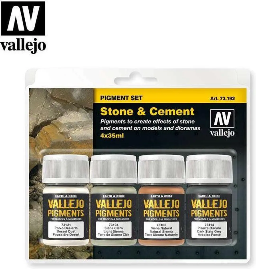 Vallejo 73192 Effecten Pigmentset - Stone Cement - 4 Stuks