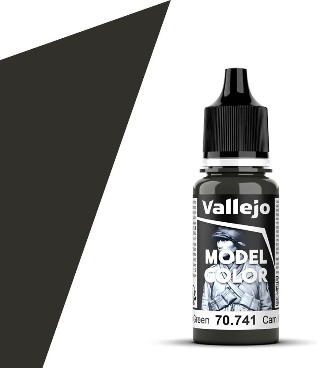 Vallejo Hobbyverf Acrylverf - 70741 Model Color - Cam. Black Green - Acryl - Verf flesje - 18 ml