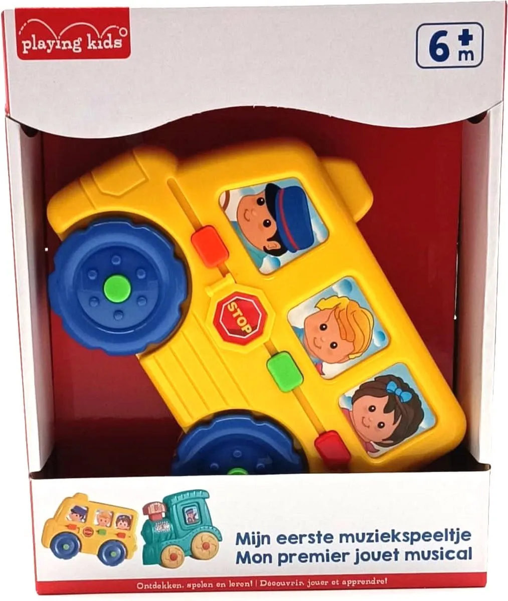 Playing Kids Muzikale Schoolbus - Educatief Speelgoed - Geel/Blauw
