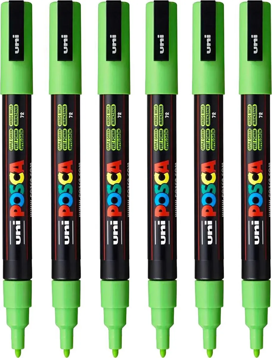 Posca PC3M Verfstift - Appelgroen - 6 Stuks