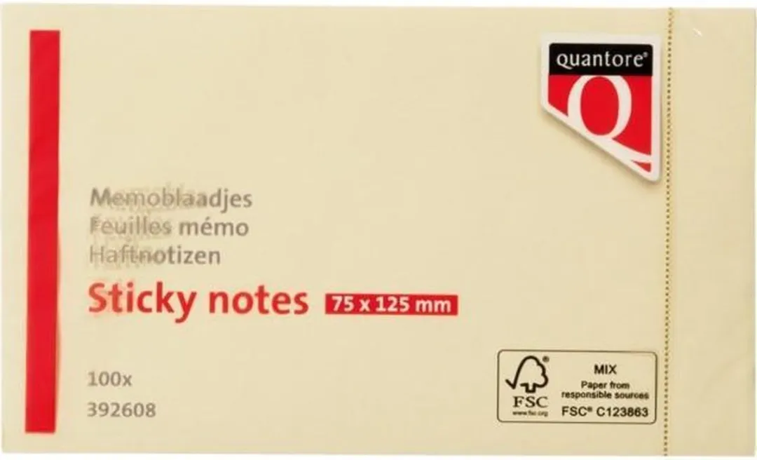 Quantore Memoblok Geel 76x127mm - 600 Vel