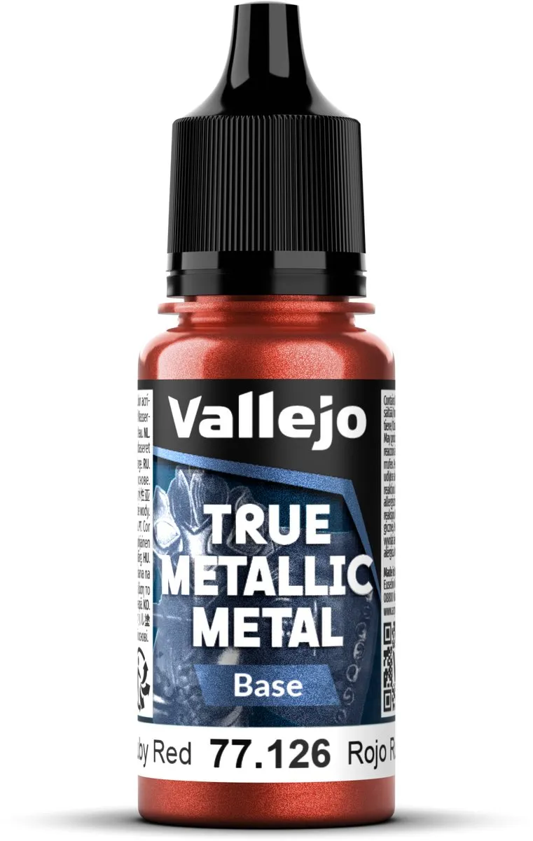 Vallejo Hobbyverf Acryl True Metallic Base Robijn Rood 18ml
