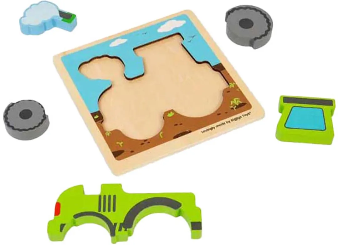 BIGJIGS Tractor Puzzel - Hout - 5 Stuks - Meerdere kleuren