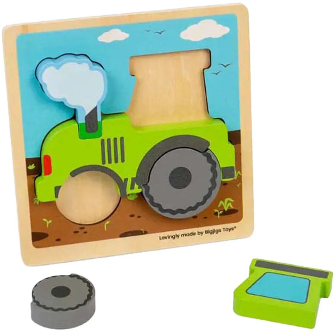 BIGJIGS Tractor Puzzel - Hout - 5 Stuks - Meerdere kleuren