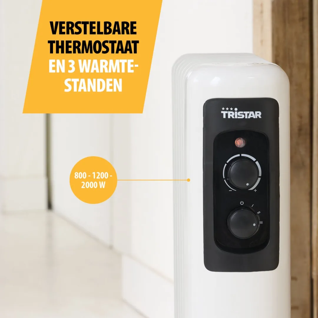 Tristar Elektrische Kachel KA-5181 - Oliegevulde radiatorkachel - 3 warmtestanden - Instelbare thermostaat - 11 ribben - Wit