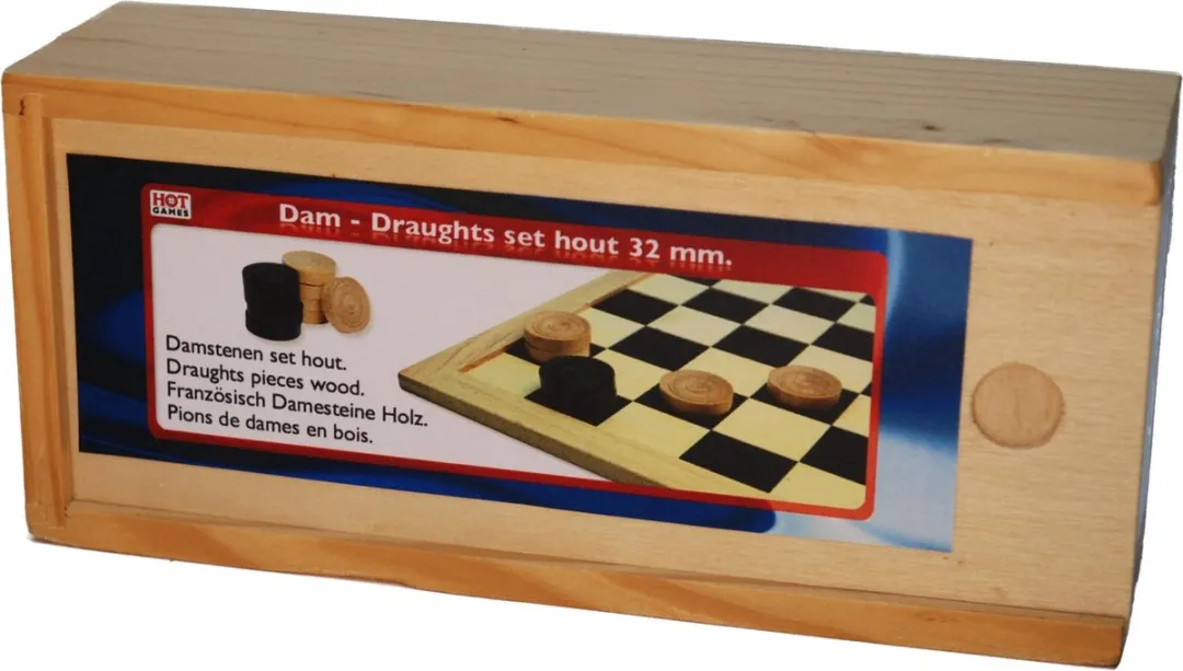 HOT Games Damschijven 32mm Houten Kist - 6 Stuks