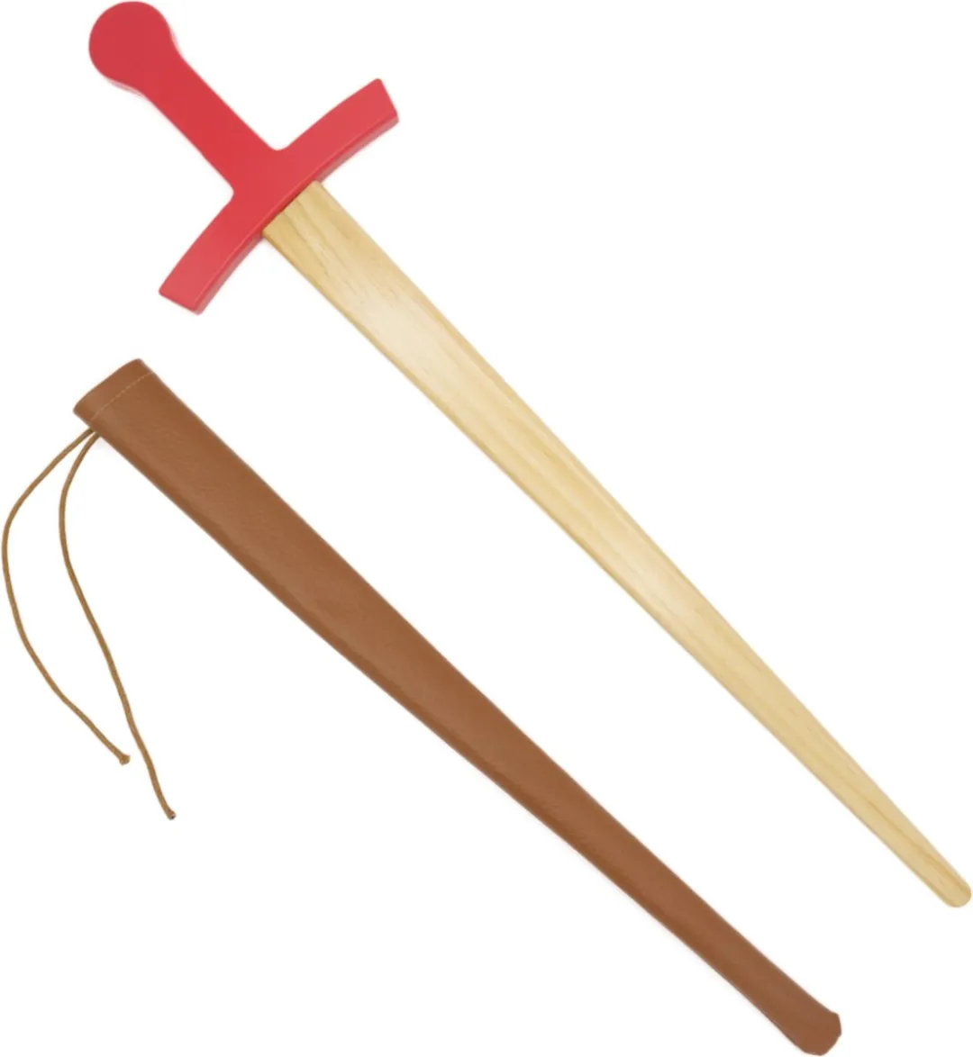 Charl's Toys Houten Zwaard met Schede - 60cm - Rood Handvat