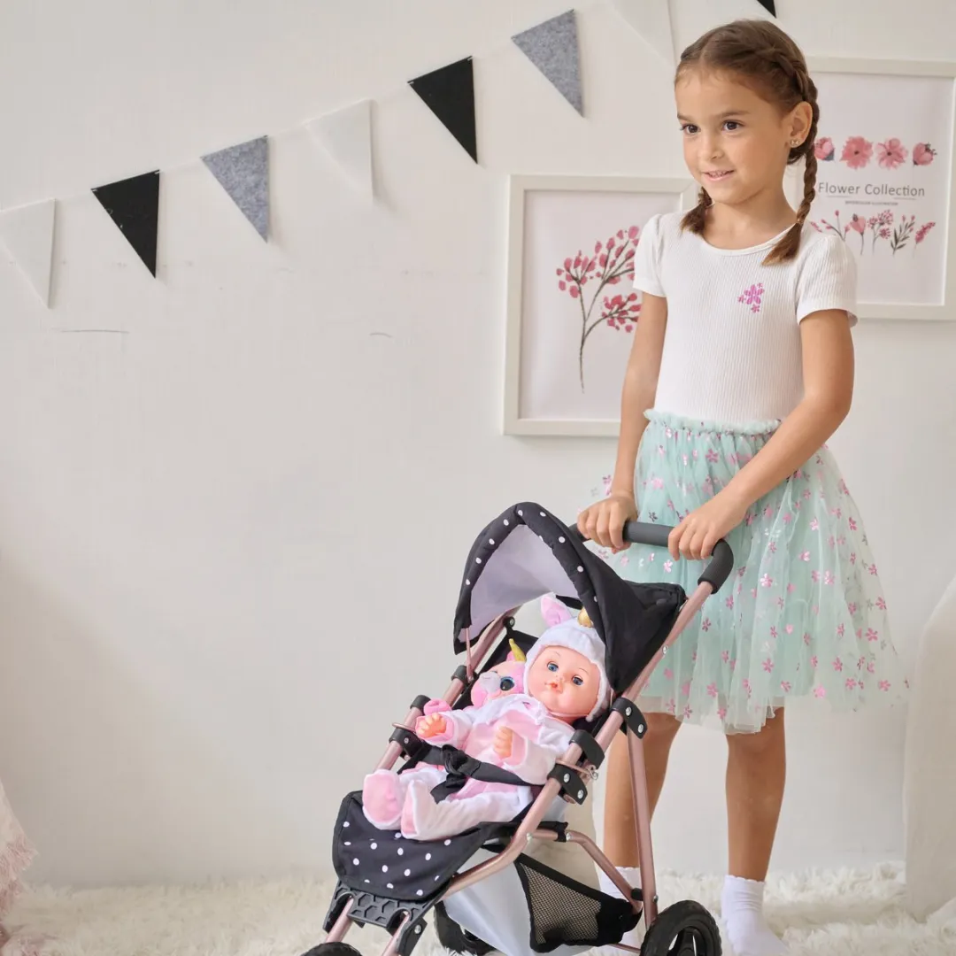 Teamson Kids Jogging Poppenwagen - Zwart