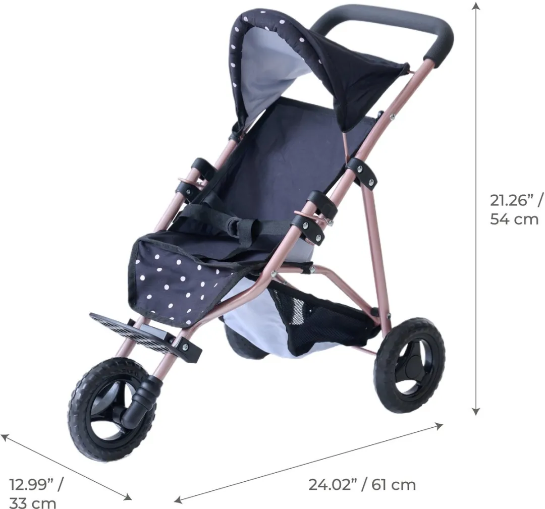 Teamson Kids Jogging Poppenwagen - Zwart