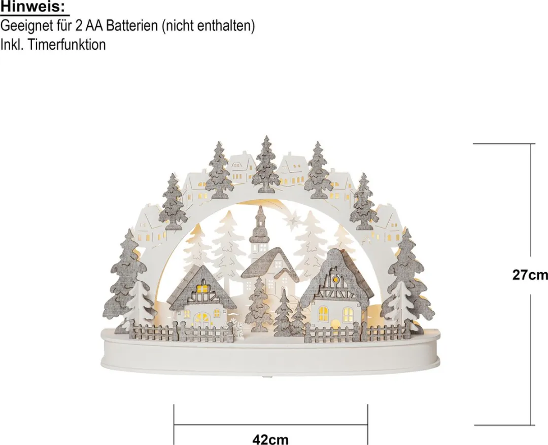 Star Trading LED Kaarsenboog Grauberg 3D - Hout - 1 Stuk
