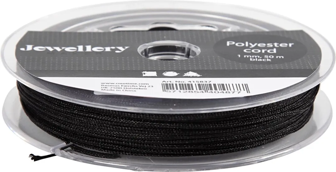 Creativ Company Polyester Koord 1mm - Zwart 50m