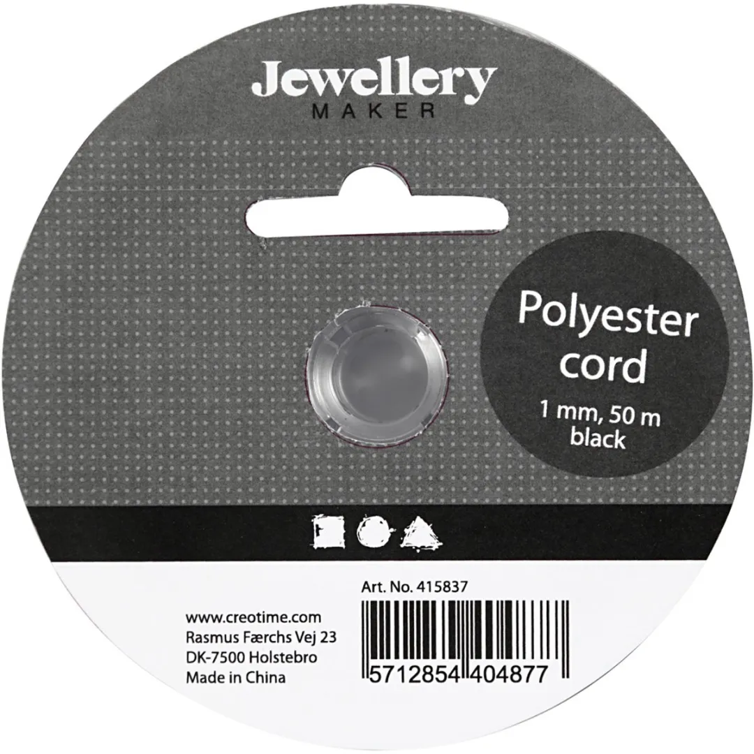 Creativ Company Polyester Koord 1mm - Zwart 50m