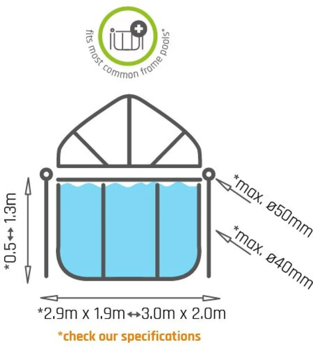 EXIT Toys Zwembad Schaduwdoek 300x200cm - Zwart - afbeelding 5 van 6
