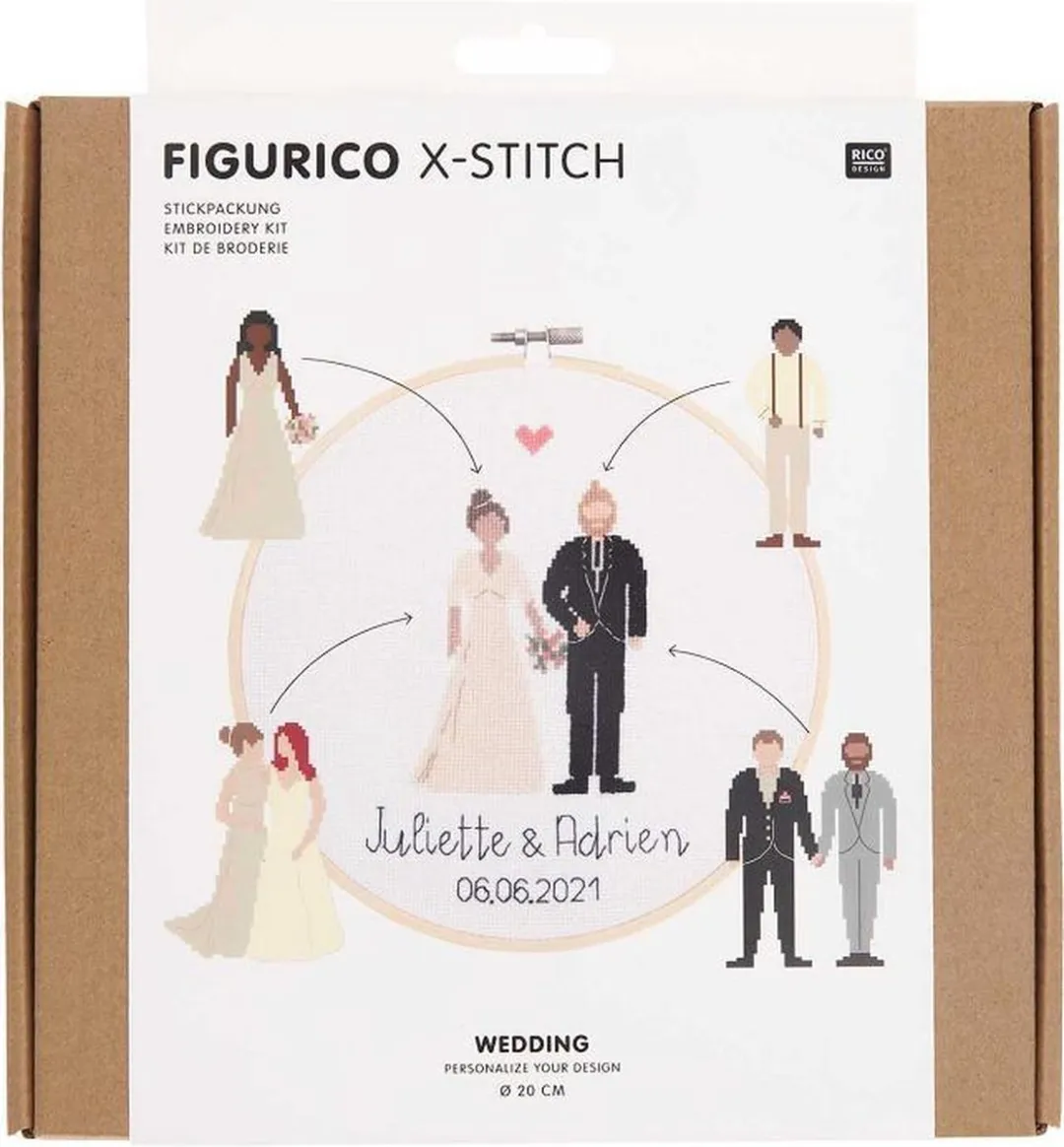 Rico Design Borduurpakket Huwelijk 100117 - Aida 16 Count