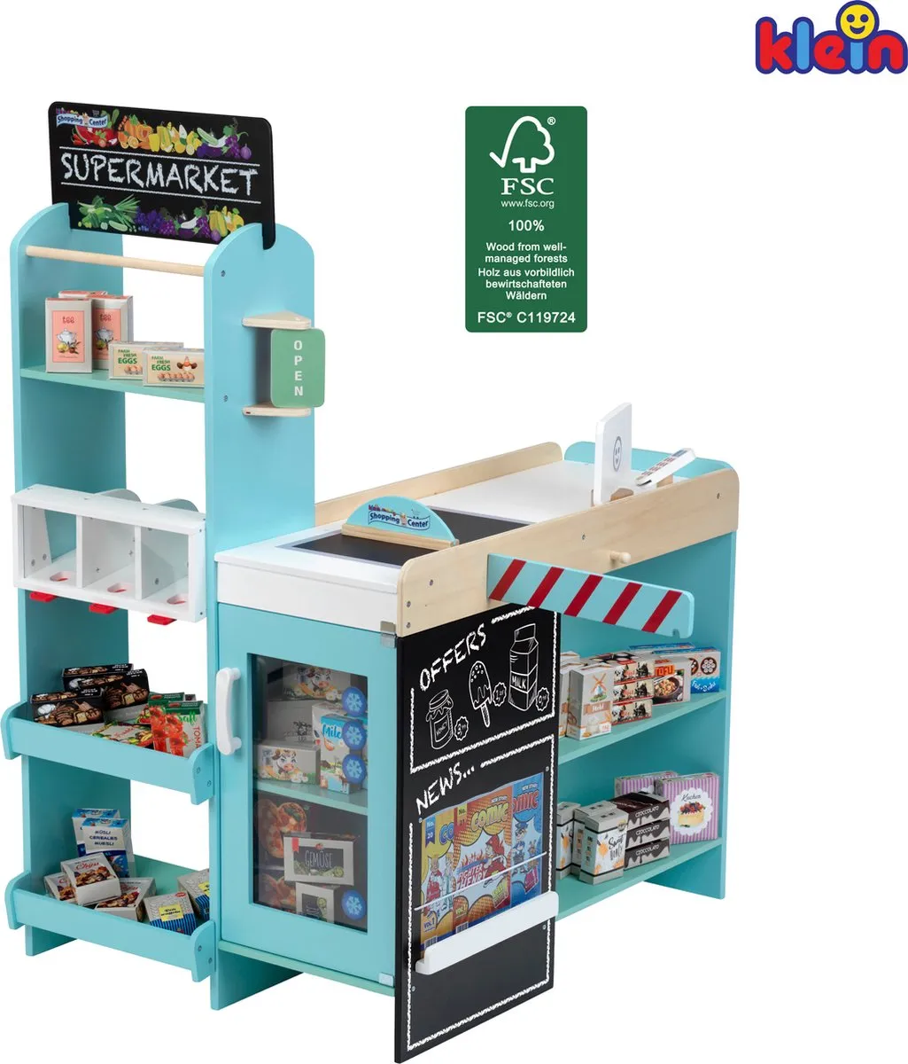 Klein Toys Supermarkt Speelgoedset - Blauw - 70x55x100cm