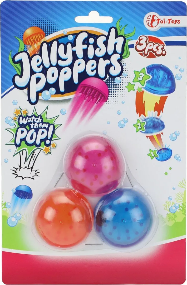 Toi-Toys Plopper Jellyfish - 3 Stuks - Roze/Oranje/Blauw
