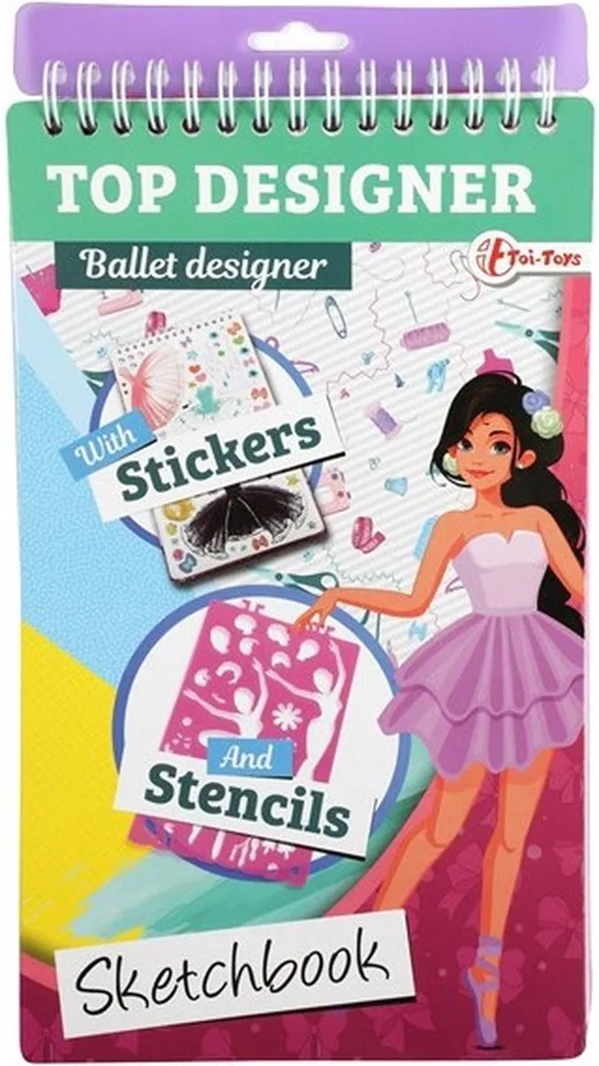 Toi-Toys Top Designer Schetsboek - Modeontwerper 20 Pagina's - 14x25cm - Multicolor