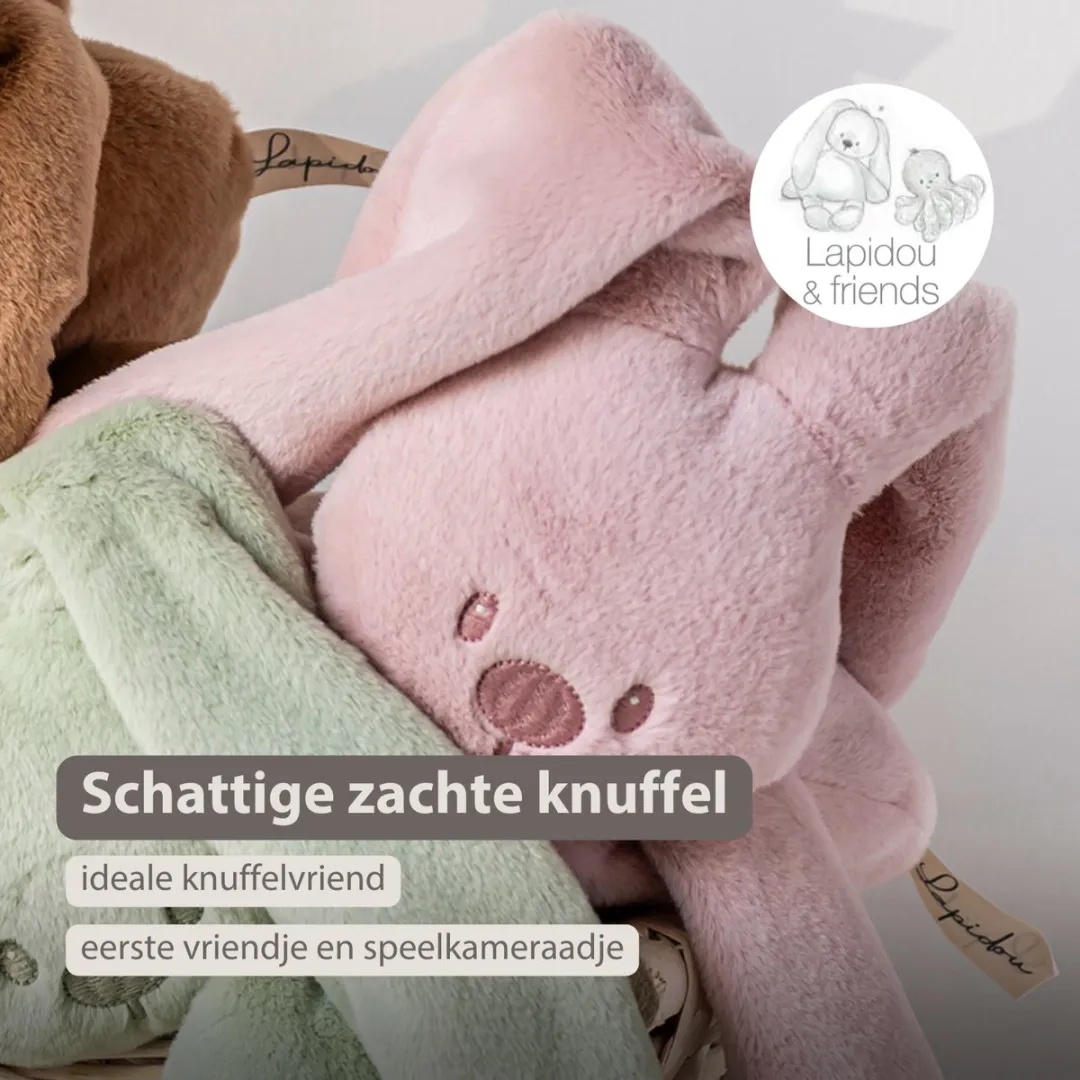 Nattou Lapidou Knuffel Konijn 30cm - Poederroze