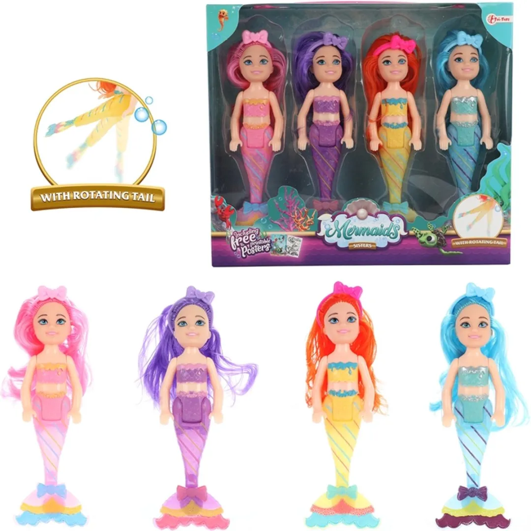 Toi-Toys Mermaids Zeemeermin Pop Zusjes - 4 Stuks