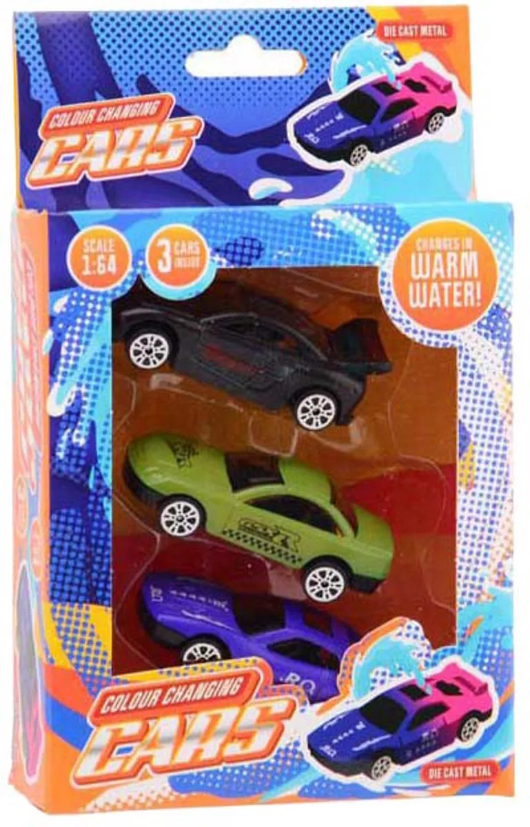 Johntoy 26205 Kleurveranderende Raceauto - 3 Stuks