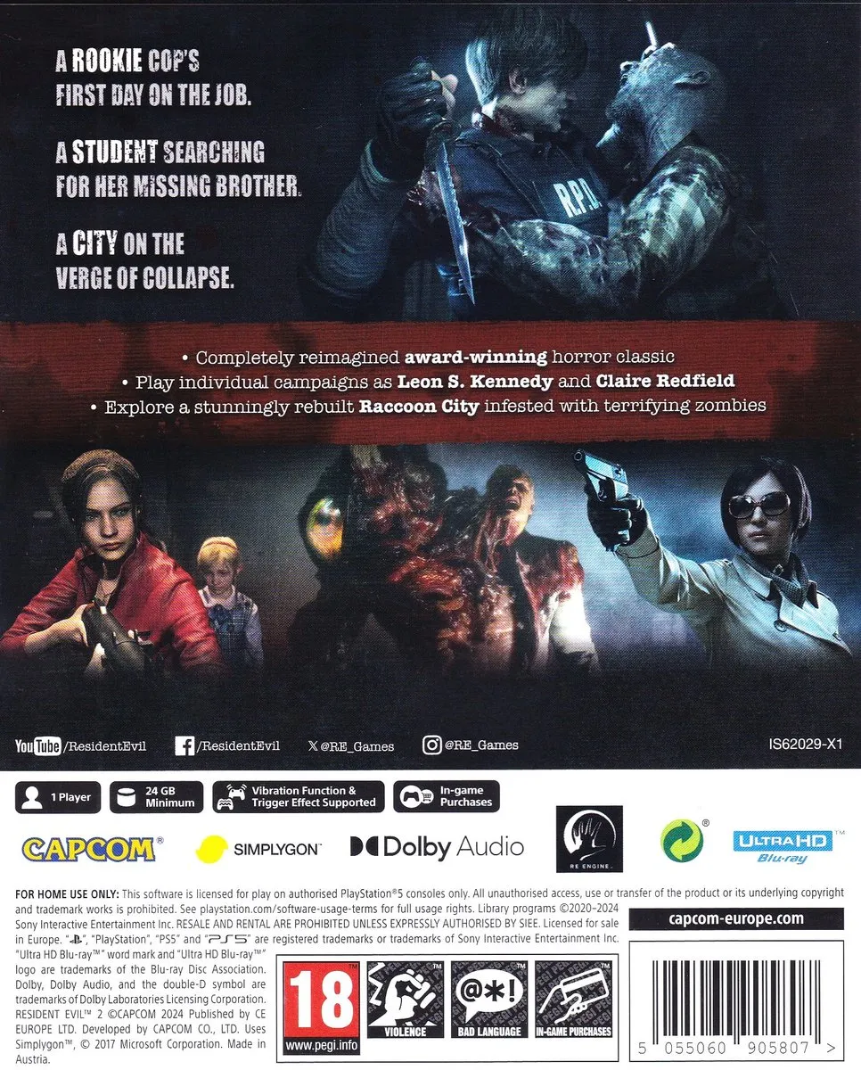 Capcom Resident Evil 2 Remake PS5