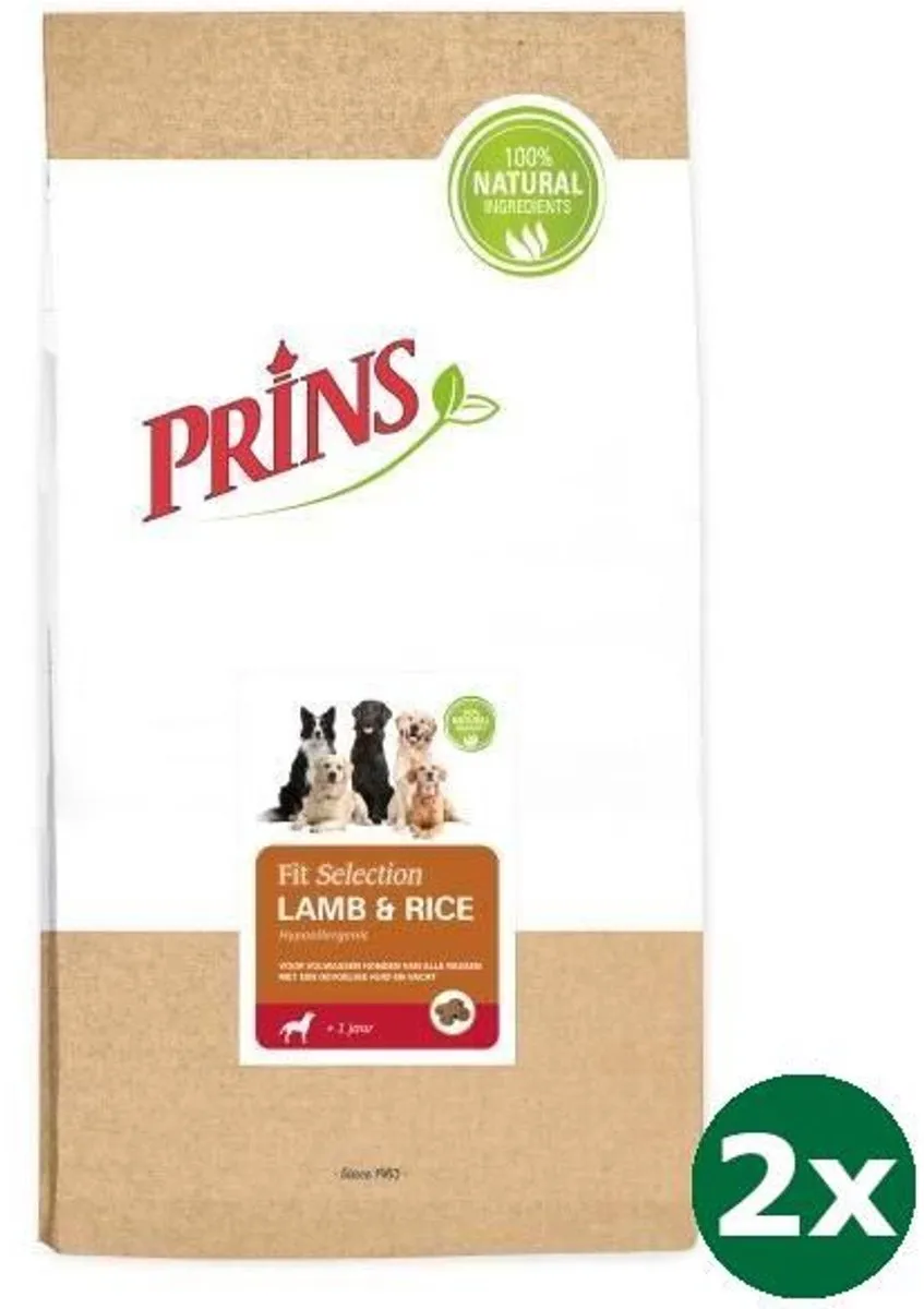 Prins Fit Selection Lam & Rijst Hondenvoer - 2x14kg