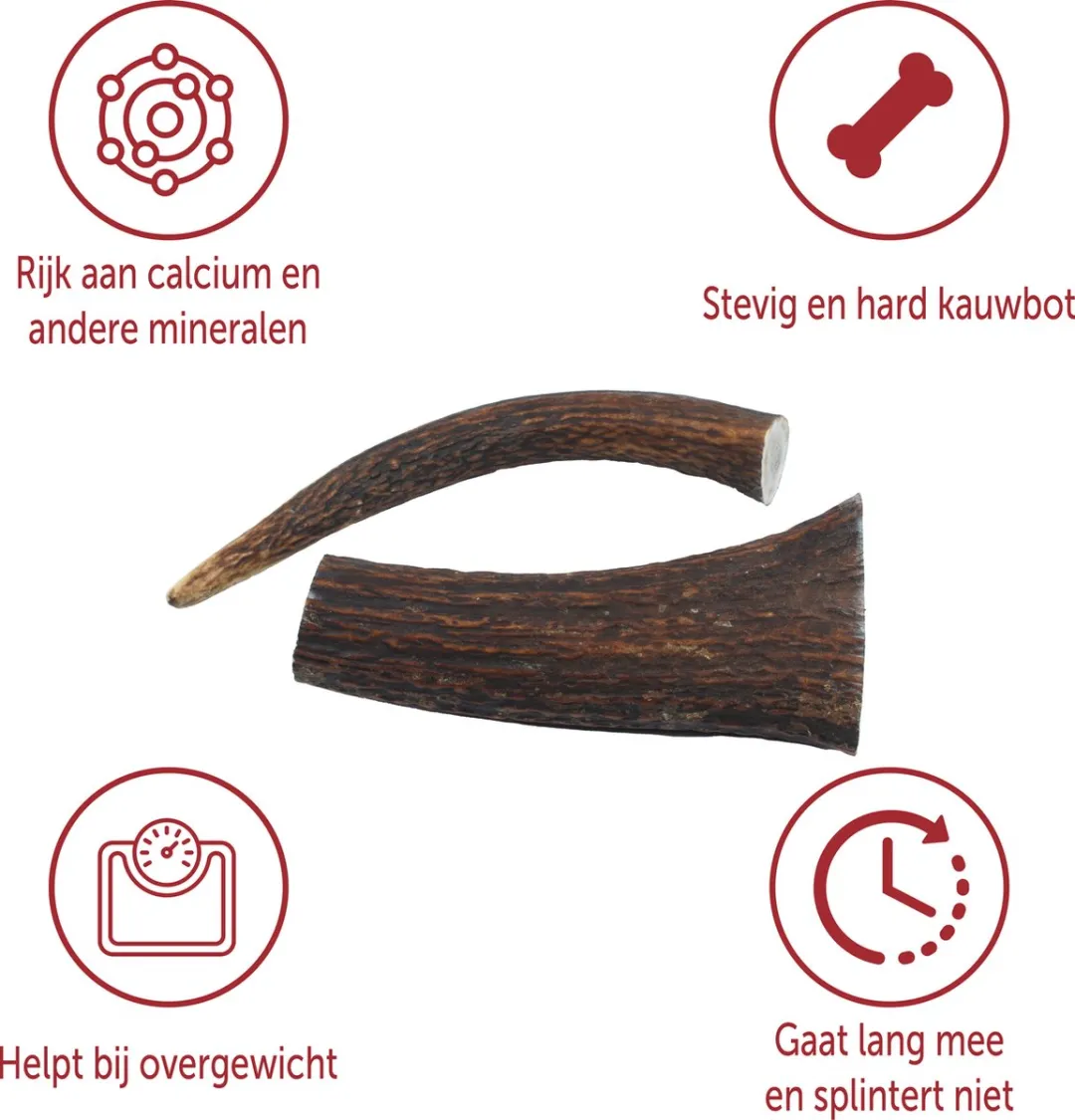 Topdiervoeding Hertengewei Kauwbot Maat S 100-130g