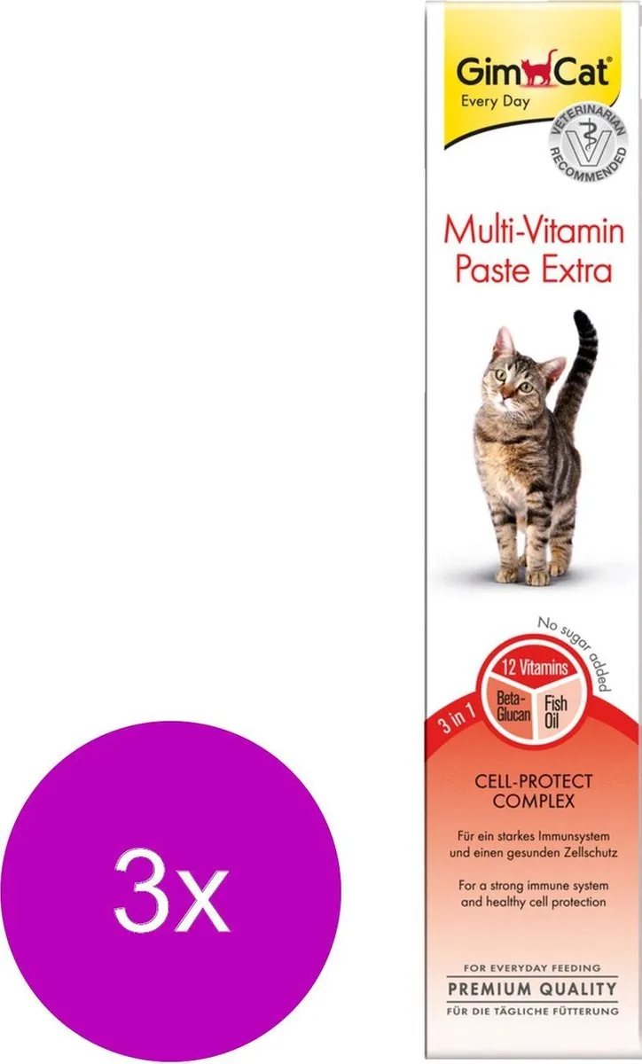 GimCat Multi-Vitamin Pasta Extra Kattensnack - 3x50g