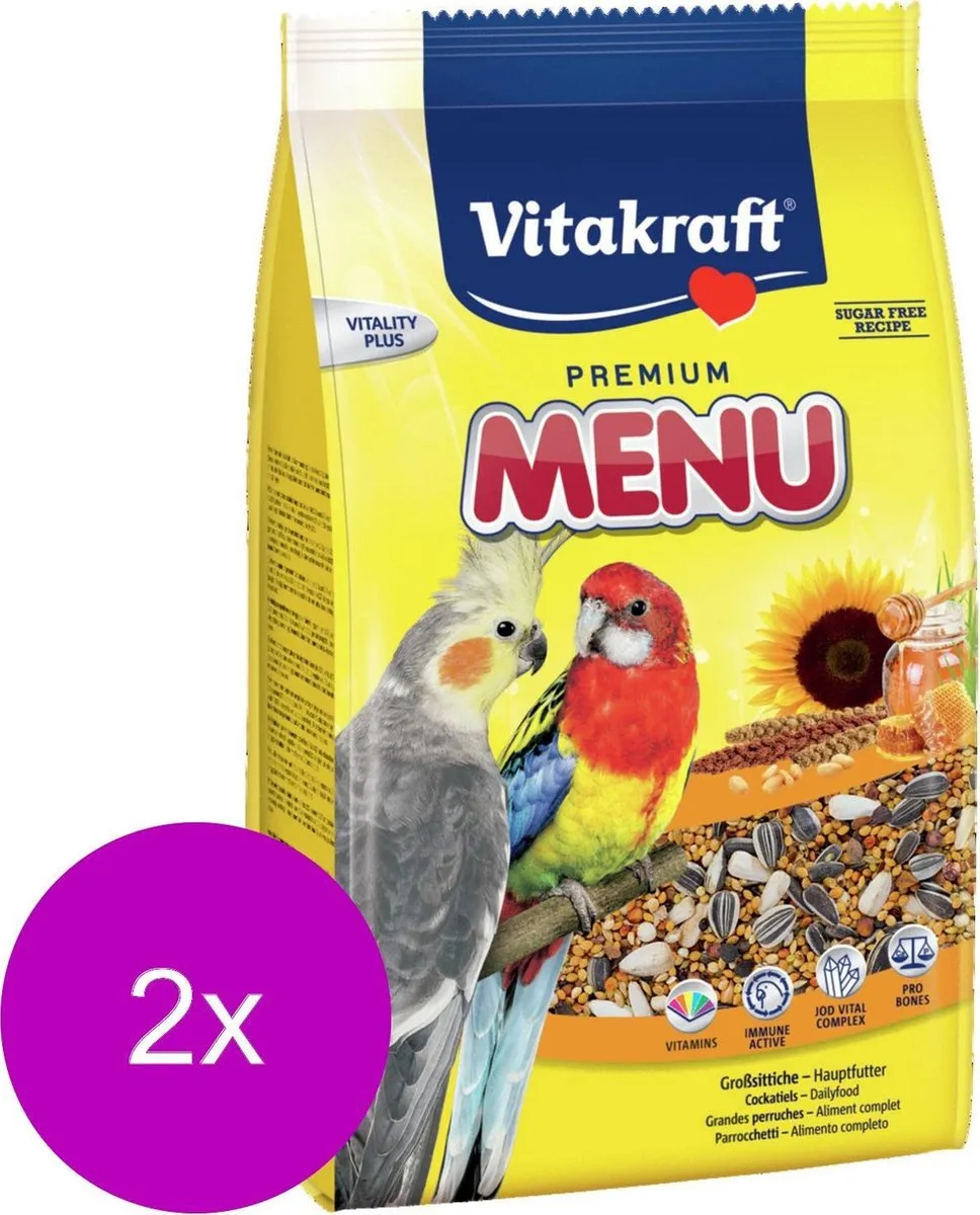 Vitakraft Valkparkieten Premium Menu Vogelvoer - 2x1kg