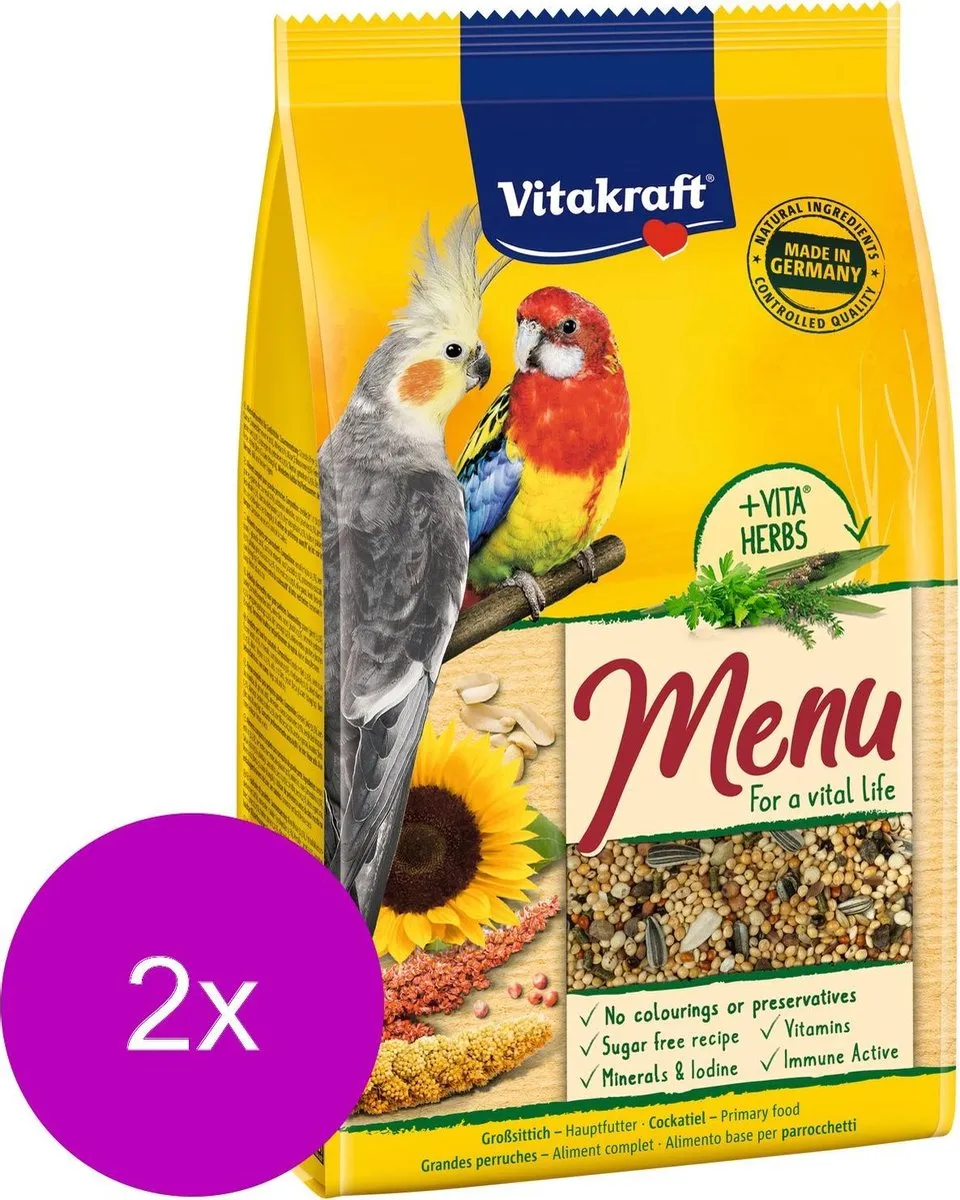 Vitakraft Valkparkieten Premium Menu Vogelvoer - 2x1kg