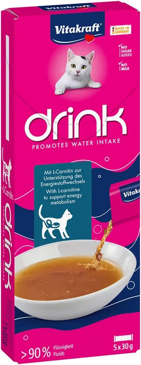 Vitakraft Drink Salmon +L-Carnitine Kattensnack - 5x30g - afbeelding 2 van 2