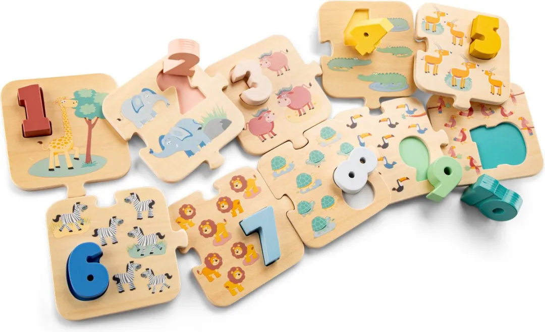 New Classic Toys Houten Cijferpuzzel Safari 20-delig - 1-10