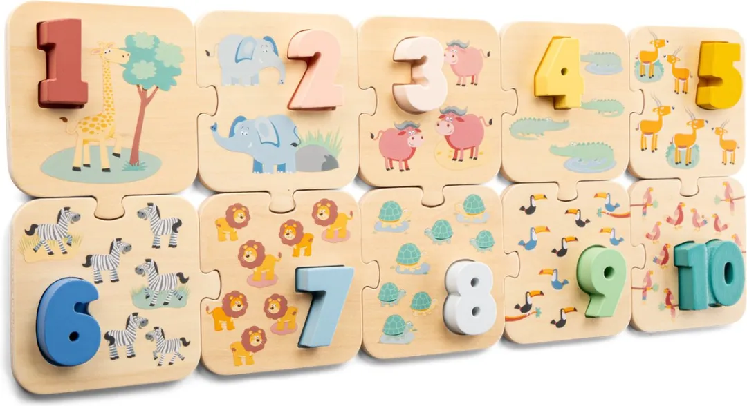 New Classic Toys Houten Cijferpuzzel Safari 20-delig